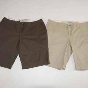 Lot of 2 Pairs Old Navy Perfect Bermuda Shorts NWT Size 14 Brown and Beige Khaki